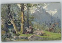 sign Rob. Kämmerer - Wandern in den Bergen 1906 AK Kämmerer, R. Künstlerkarte