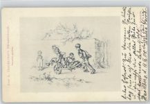 Skizzenbuch Nr. 98 - Jugendliche Reisende - Kinderspiele Hendschel, A. Künstlerkarte