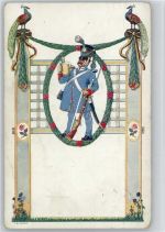 Serie 694 Biedermeier Ak Nr. 1 - 1908 Bierkrug Soldat - Girlanden Pfau Quidenus, F. Künstlerkarte