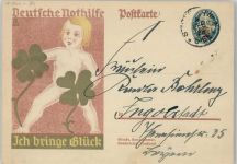 Deutsche Nothilfe 1920 Kind mit Glückklee Kriegsnot