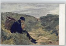 sign Max Liebermann "Mann in den Dünen mit einer Kiepe - Bauer Liebermann, M. Künstlerkarte