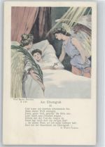 Am Elterngrab Nr. III - Schutzengel am Bett der Kranken Frau ca 1900 AK Tod