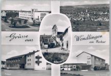 73240 W7317 Wendlingen am Neckar - Rathaus Postamt Kirche Kreis-Sparkasse