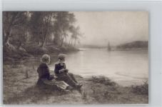 Zwei Frauen am See stricken - Salon de Paris Stricken