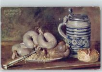 Serie 786 No3 - Stilleben - Weisswurst, Bierkrug Wagner, R. Künstlerkarte