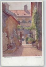 Sommertag - Blumen in der Gasse -Galerie Wiener Künstler Nr. 561 AK Straka, J. 1918 Künstlerkarte