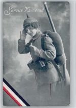 Die Feldgraue - servus Kamerad, schwarz-weiss-rot - Patriotik Frau im Krieg