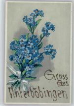 Gruss aus Unterböbingen - Vergissmeinnicht, litho Glitzer AK mit Glitzer