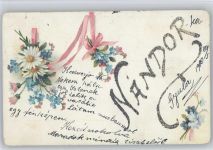 Vergissmeinnicht mit rosa Schleifen Glitzer 1900 AK mit Glitzer