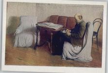 Lenin am schreiben - Zeitung liegt auf dem Tisch Russische Propaganda