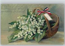 Maiglöckchen Korb mit schwarz-weiss-rot Schleife, Patriotik Haller, A.