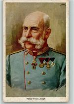 in Uniform mit Orden Gemälde von Hornert Kaiser Franz Josef I. Künstlerkarte