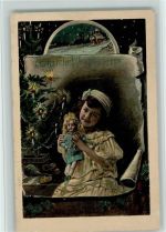 Weihnachten , Mädchen mit ihrer Puppe am Weihnachtsbaum Puppe 1912