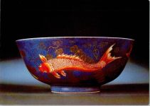 Kumme bemalt mit Fischen China 1700 AK Porzellan