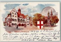 W7800 Freiburg im Breisgau Rathaus u. Denkmal Berthold Schwarz Zorn L. 1899