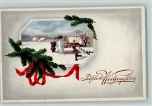 Schneemann Kinder Tannenzweig Schneemann Künstlerkarte