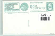 Nr. 26 Royal Wedding 1981 AK Prinz Charles u. Diana