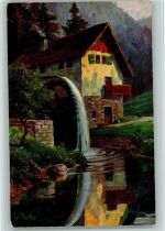 Wassermühle sign Merker Schwarzwaldmühle Künstlerkarte