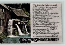 Liederkarte Die Mühle im Schwarzwald, Wassermühle Schwarzwaldmühle