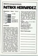 Patrick Hernandez Autogrammkarte der B. keine AK Rock / Pop