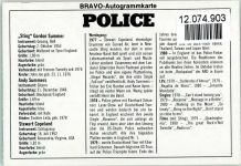 Police, Musikgruppe - Autogrammkarte der B. keine AK Musikgruppe Rock / Pop