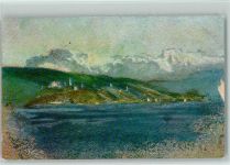 Nr. 210 - Gemälde von Welti, Mein See - Berge Kunstwart Postkarte Künstlerkarte