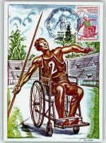 Jeux Mondiaux des Handicapes Phsiques 1970 Sonderstempel und Sonderbriefmarke - Speewerfen Leichtathletik