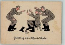 Zeichnung von Rechenberg - Soldatenleben , Socken nähen Wehrmacht WK II