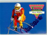 Maria Walliser bei der Abfahrt und Original Autogramm Ski