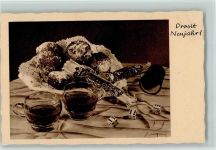 Nr. 4312 - Prosit Neujahr - Berliner, Bowle Gläser, Würfel ca 1938 AK Würfeln
