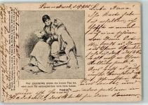 Mutter mit Baby der Hund schaut zu 1901 AK Tierschutz