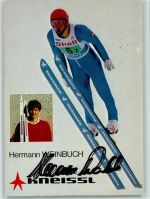 Hermann Weinbruch beim Absprung Original Autogramm Ski