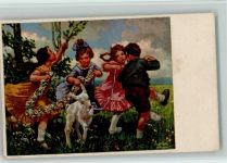 Delila 2156 - Kinderreigen mit einer Ziege Wenau Künstlerkarte