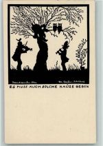 Musikanten und Eulen im Baum 1936 AK Sachse-Schubert, M.