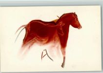 Nr. 5 Caballo sobre cierva - Policromia de H. Breuil - Patronato de las Cuevas de Altamira Dinosaurier Künstlerkarte