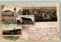 87719 W8948 Mindelheim 1901 Lithographie Oberes Tor Präparanden- und Fortbildungsschule Schloss Freundsberg