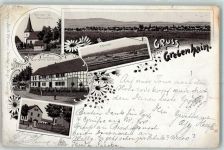 36355 W6424 Grebenhain 1903 Karte beschädigt Kirche Tanzplatz Gasthaus Zur Krone Karl Strauch Ahlmühle Forsthaus