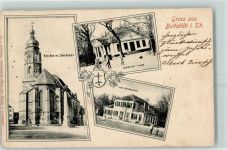 99628 O5232 Buttstädt 1902 - Kirche mit Denkmal Schützen-Loge Loh-Restaurant