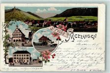 72555 W7430 Metzingen , Württ 1904 Lithographie Hotel Sprandel Bahnhof Rathaus