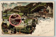 58313 W5804 Herdecke , Ruhr 1900 Lithographie Burg und Freiheit Wetter Harkort-Denkmal Zillerthal Bes. Emil Zimmermann