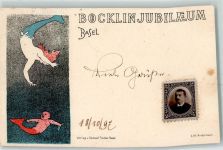 Basel Bâle Böcklin-Jubiläum scan leicht verzogen Nixe 1897 Gebrauchsspuren