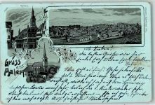 73430 W7080 Aalen , Württ 1905 Lithographie Rathaus Kath. Kirche