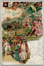 W5000 Köln, unsortiert Mondschein Lithographie Ort lt. Stempel Karneval 1900 Gebrauchsspuren