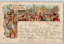 W5000 Köln Stadt Gruss aus Karneval 1896 Lithographie