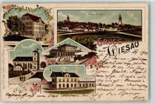 95676 W8597 Wiesau Lithographie Otto Bad Wallfahrtskirche Fuchsmühl Bahnhof Eisenbahn Hotel Bayrischer Hof