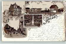 31855 W3258 Aerzen 1901 Lithographie Kaiserl. Postamt Bahnhof Kriegerdenkmal Osterstraße