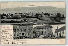 37586 W3354 Lüthorst 1909 - Schaper'sches Gasthaus Schule Kirche