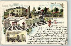 49565 W4550 Bramsche , Hase Gebrauchsspuren Hotel Laumann Lithographie