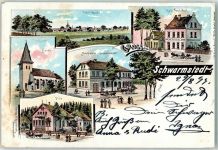 29690 W3033 Schwarmstedt 1899 Gebrauchsspuren Kaiserl. Postamt Kirche Marktplatz Villa Lithographie
