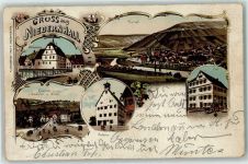74676 W7119 Niedernhall 1909 Lithographie götzenhaus Fabrik v. Schaufler und Wundt Rathaus Post